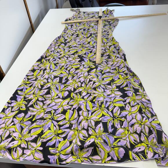 Vero Moda Dress Womens Large Purple Floral Kyra Maxi Slip Side Slip Tie Shoulder - Picture 10 of 10